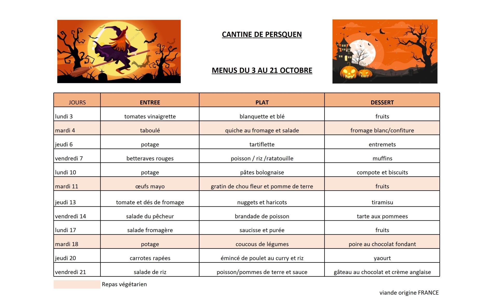 menu octobre